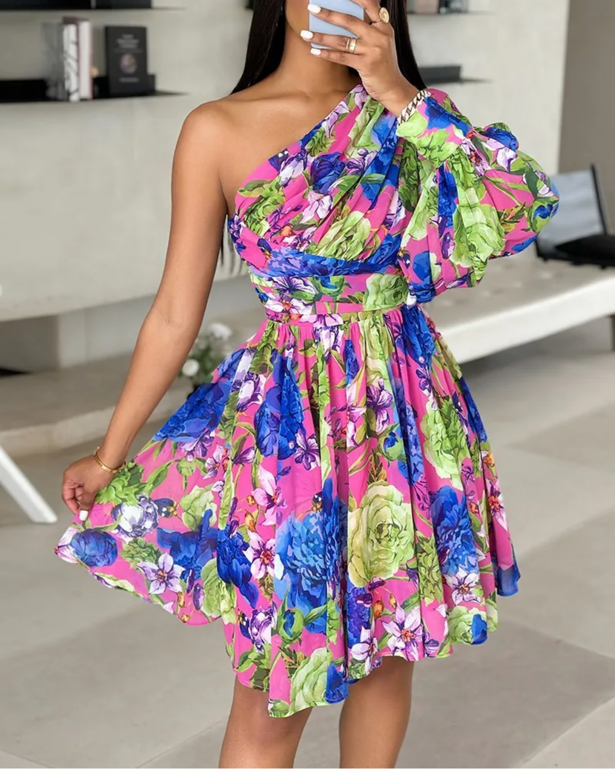 Spring Fashion Sexy Off Shoulder Boho PrintCasual Dresses