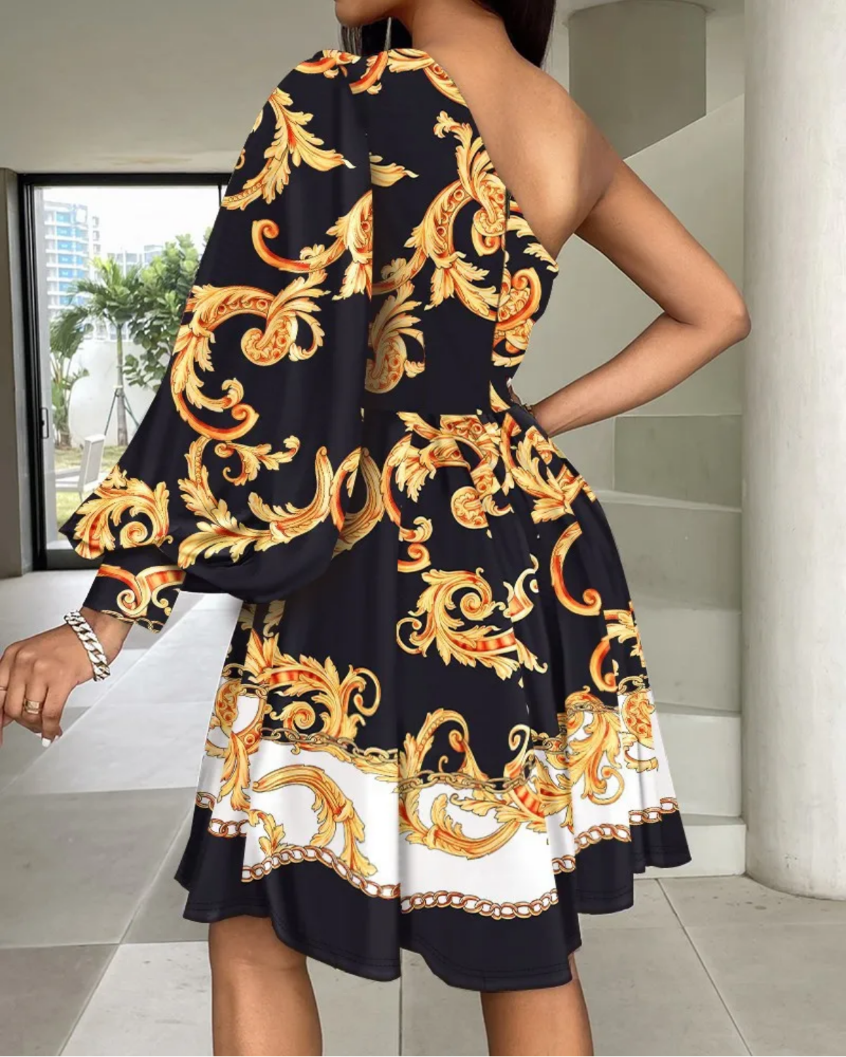 Spring Fashion Sexy Off Shoulder Boho PrintCasual Dresses