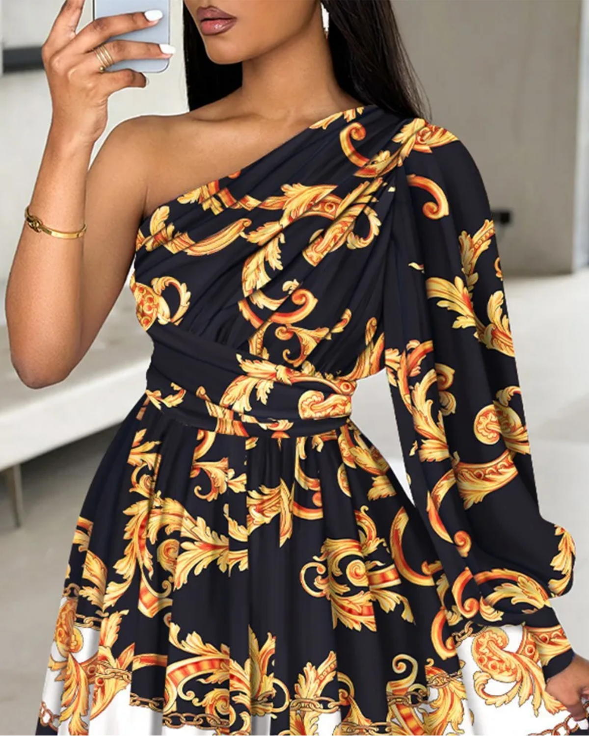 Spring Fashion Sexy Off Shoulder Boho PrintCasual Dresses