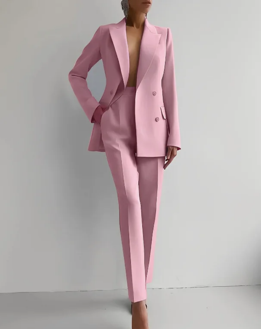 Elegant Blazer Suit and Wide Leg Pants Two 2 Piece Sets