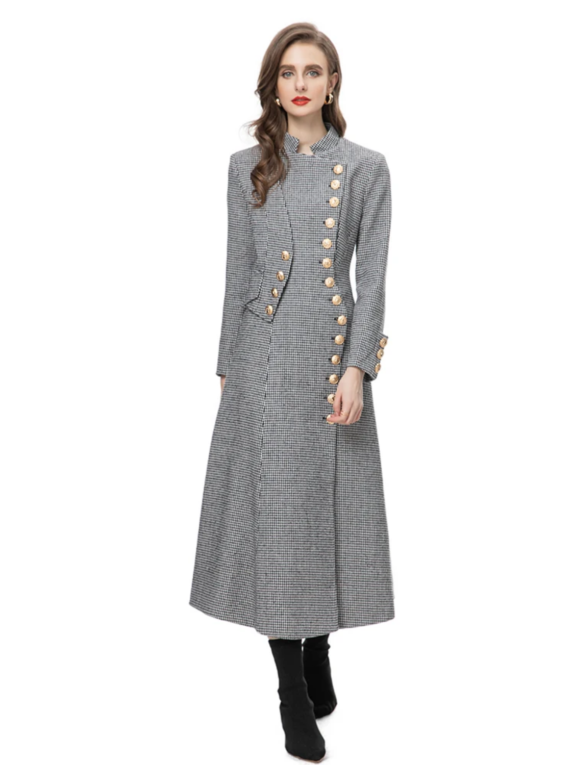 Autumn and Winter CasualSingle-breasted Long Sleeve Solid Color Coat