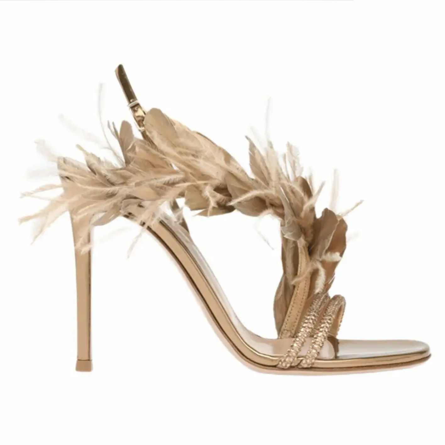 Feather Banquet High Heel  One-line Buckle Sexy Sandals