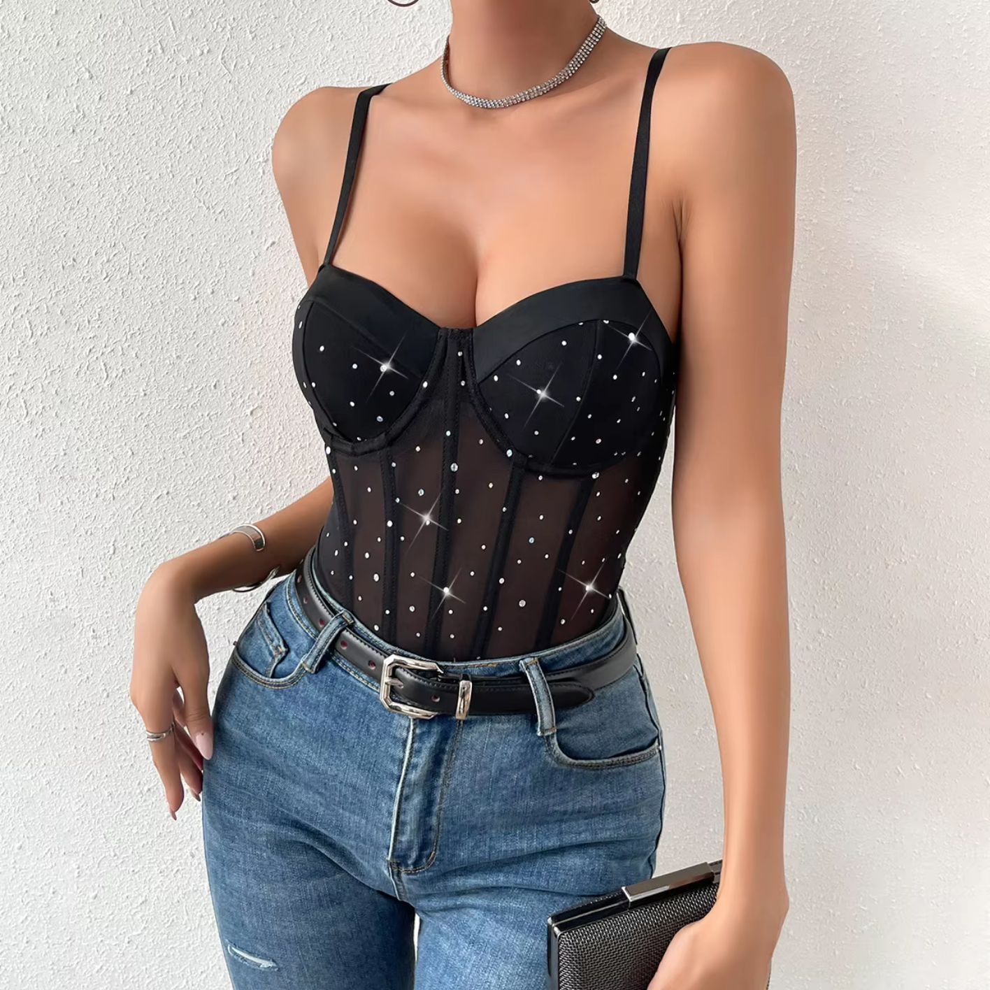 Summer Sparkling Sequin Net Bodysuit