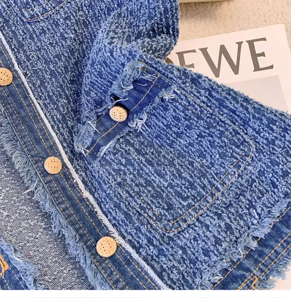 Blue Spring Autumn Flow Sleeveless Single Breasted Plaid Denim Vest