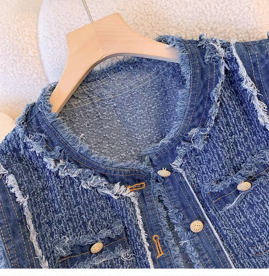 Blue Spring Autumn Flow Sleeveless Single Breasted Plaid Denim Vest