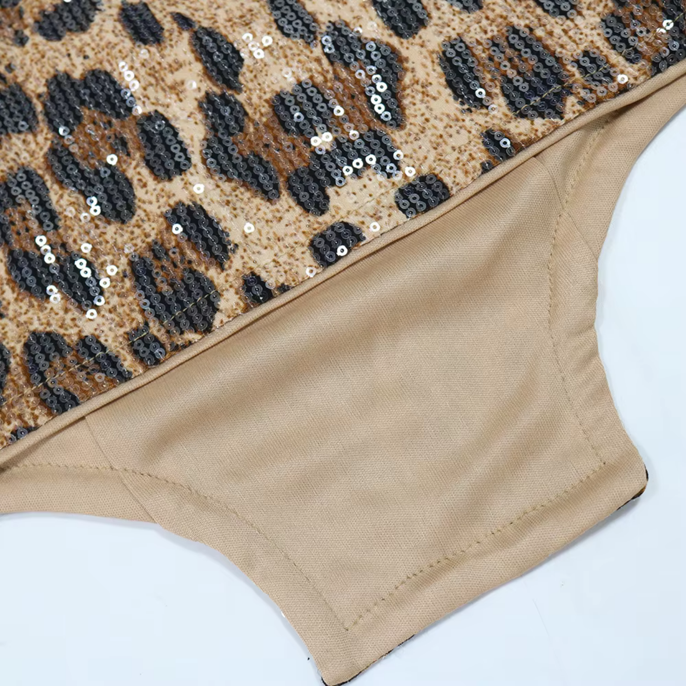 Sexy Leopard Print Sequin Irregular Tank Top And Mini Skirts Club Suits