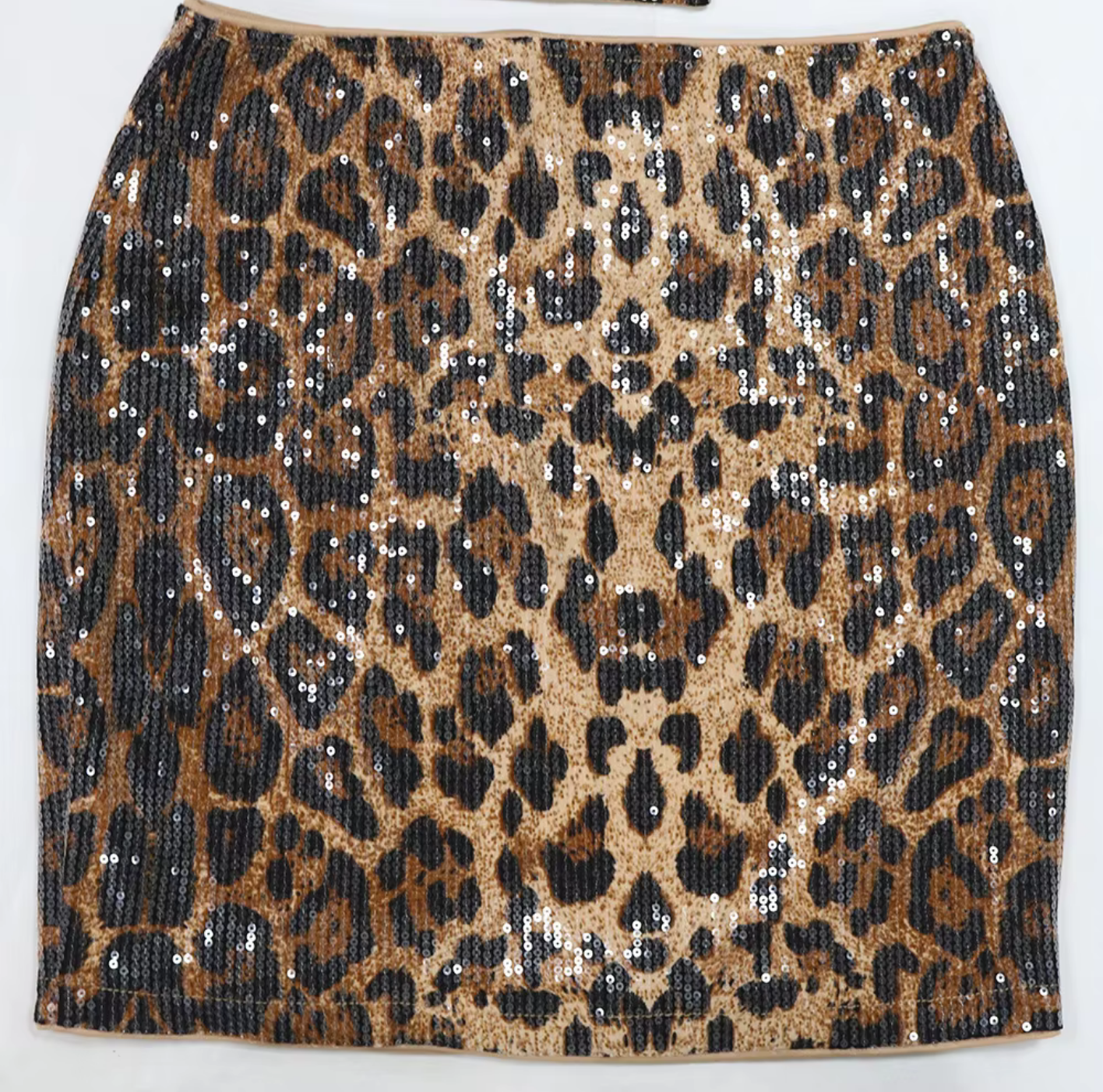 Sexy Leopard Print Sequin Irregular Tank Top And Mini Skirts Club Suits