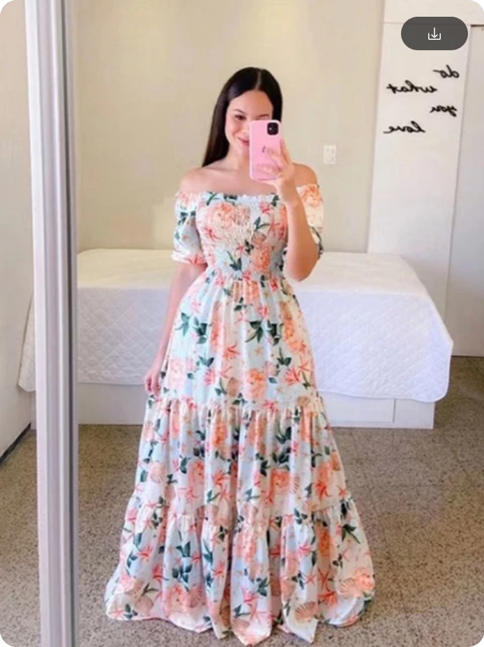 Vintage Floral Print Off The Shoulder Elastic Sexy Long Summer Dress