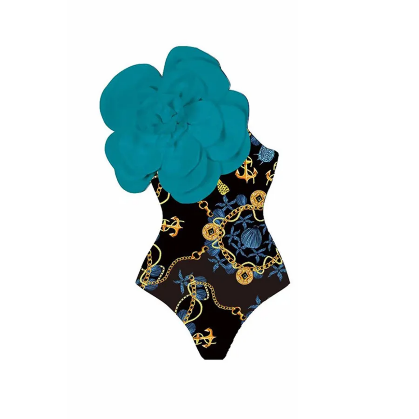 2024 3D Flower Printed One Piece Swimsuit Set