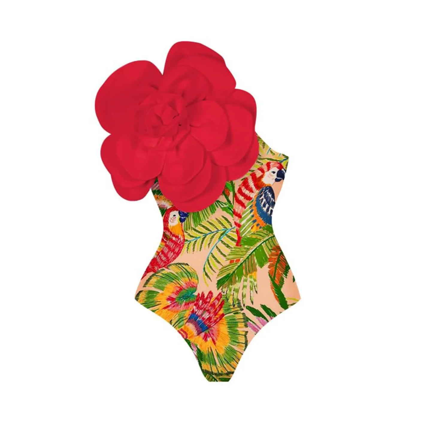 2024 3D Flower Printed One Piece Swimsuit Set