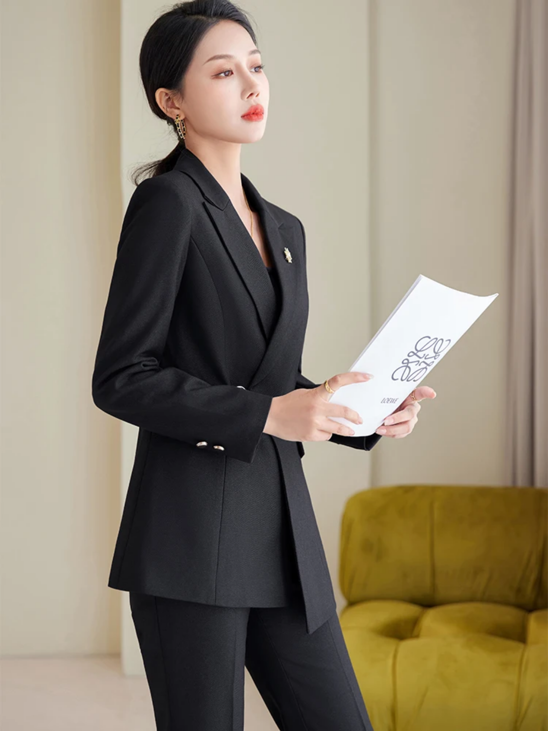 Brown Navy Black Formal Pant Suit