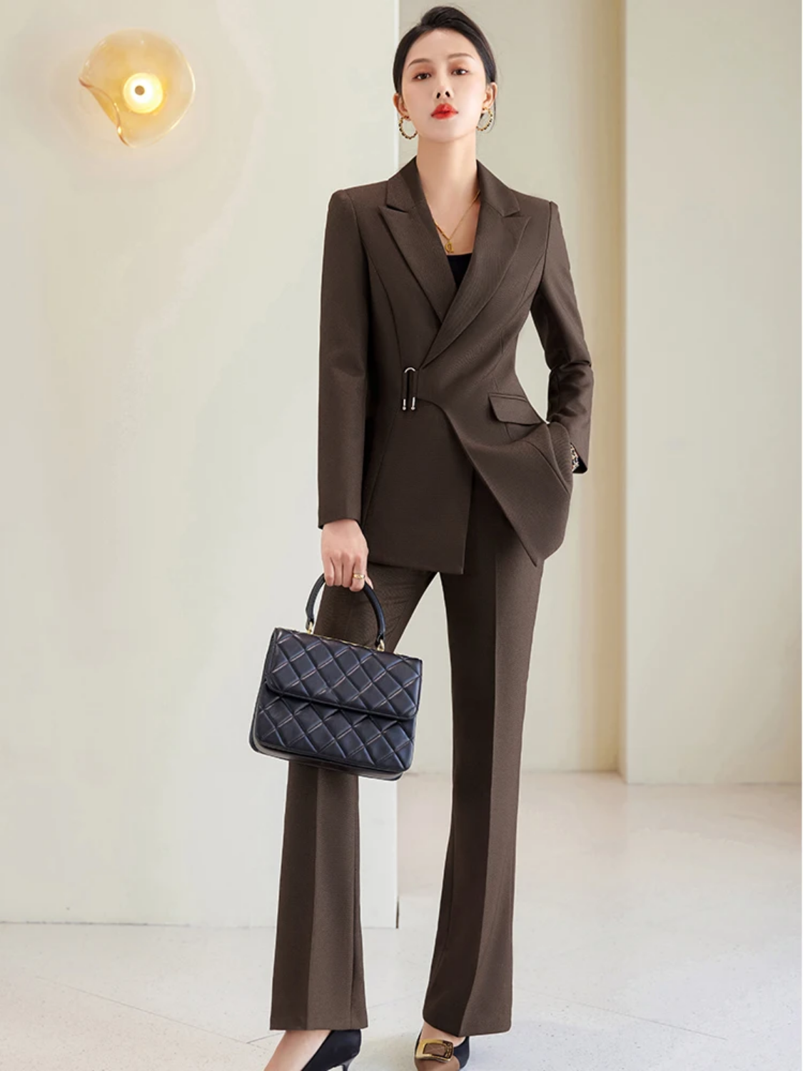 Brown Navy Black Formal Pant Suit