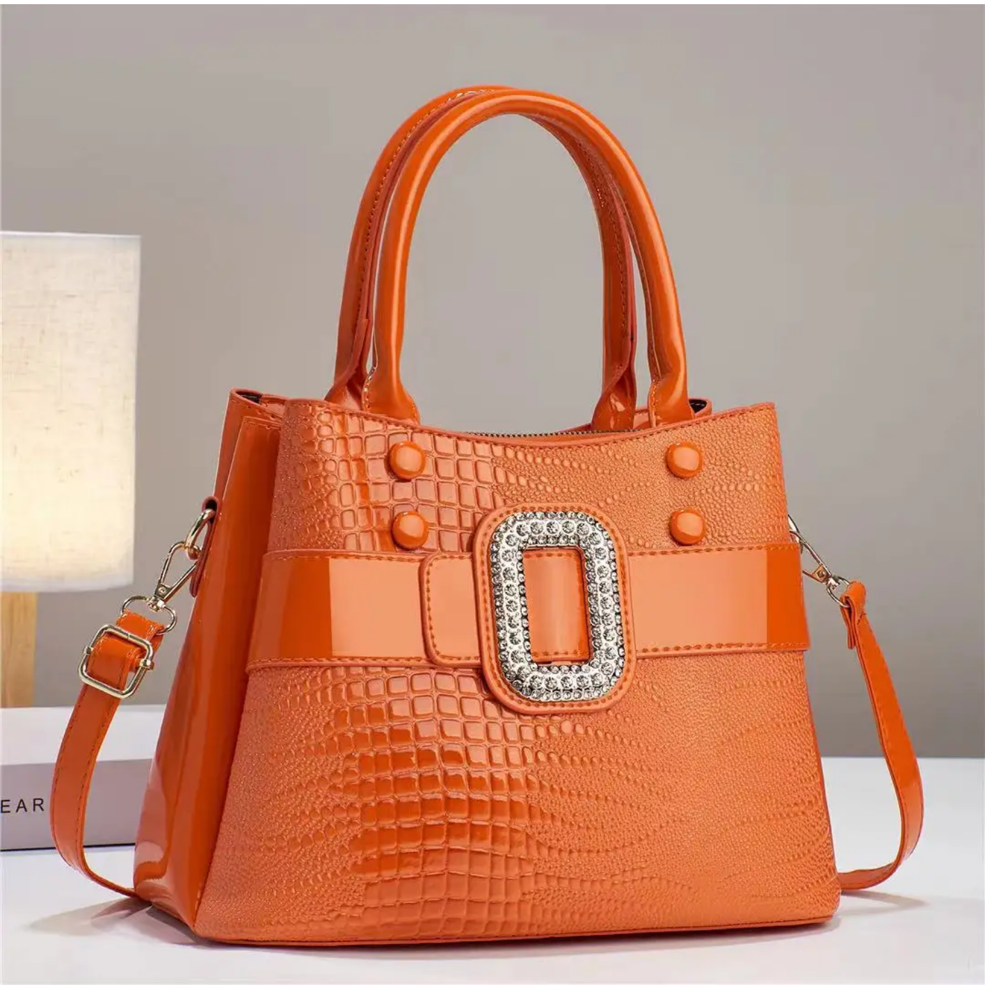 Luxury Quality Patent Leather Crocodile Stone Pattern Cross Body Bags