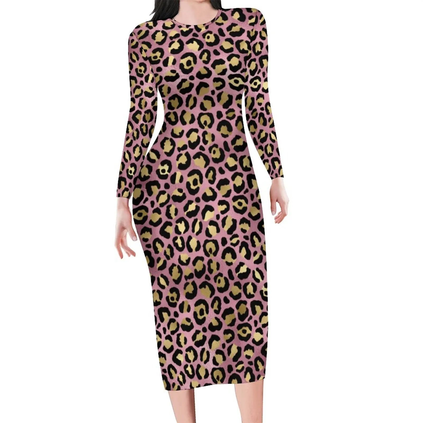 Autumn Leopard Print  Long SleeveDresses