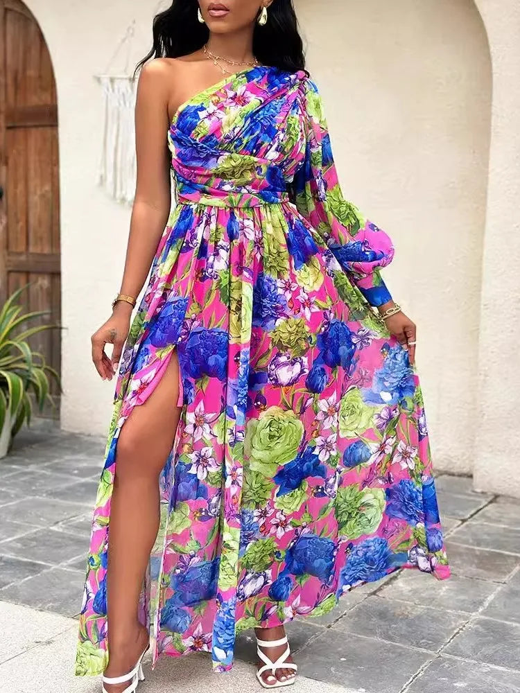 Fashion Sexy Off Shoulder Print Dress