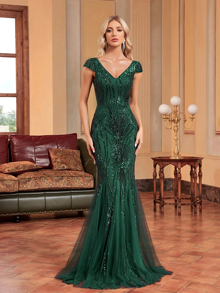 Luxury Sleeveless  Sequin Formal Evening Dress