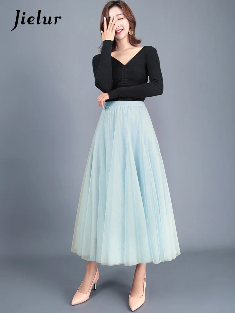 Autumn 3 Layers Princess Tulle Mesh Pleated Skirt