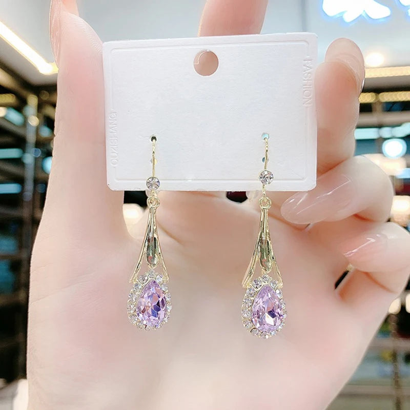 Fashion Blue Crystal Drop Earrings