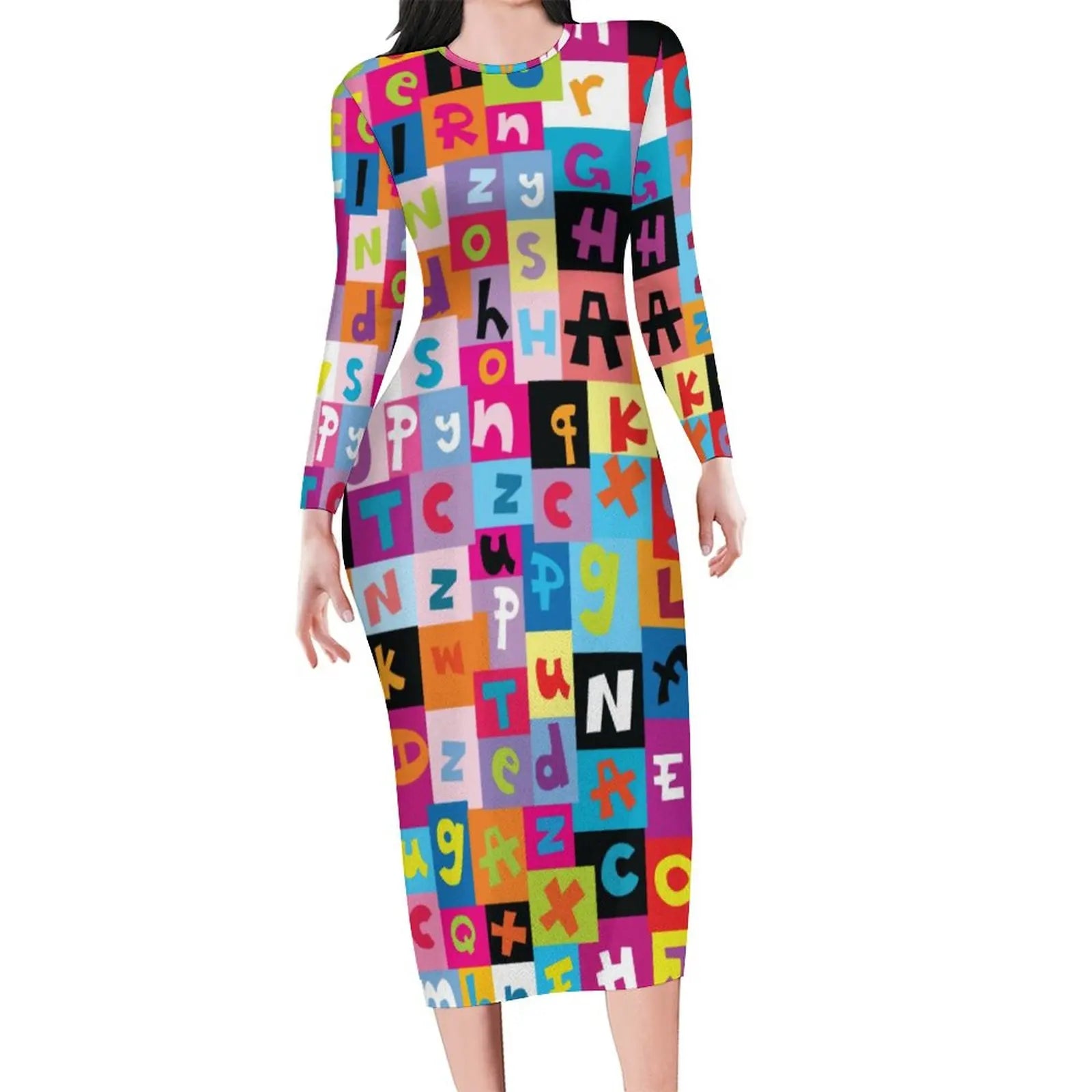 Funny Letter Print Nautical Signal Flags Bodycon Dress