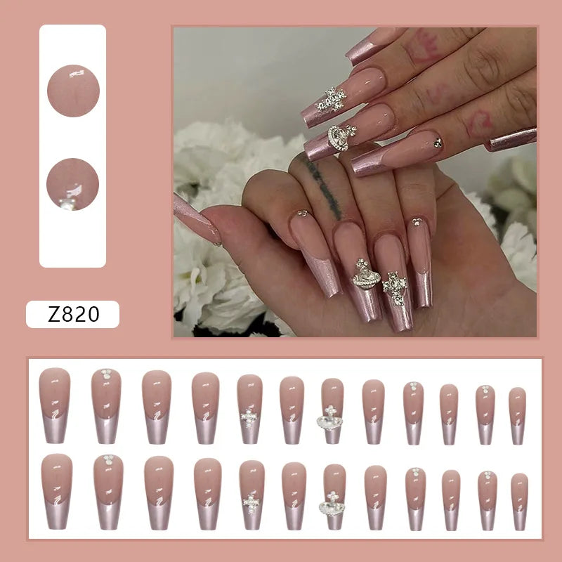 Shiny Diamond False Nails Manicure  24pcs Fake Nail