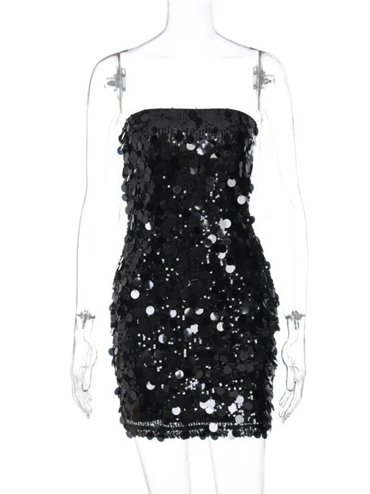 Sequins Strapless Backless Sexy Mini Dress