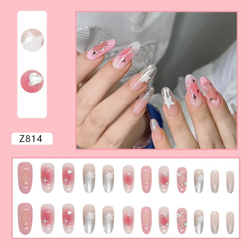 Shiny Diamond False Nails Manicure  24pcs Fake Nail