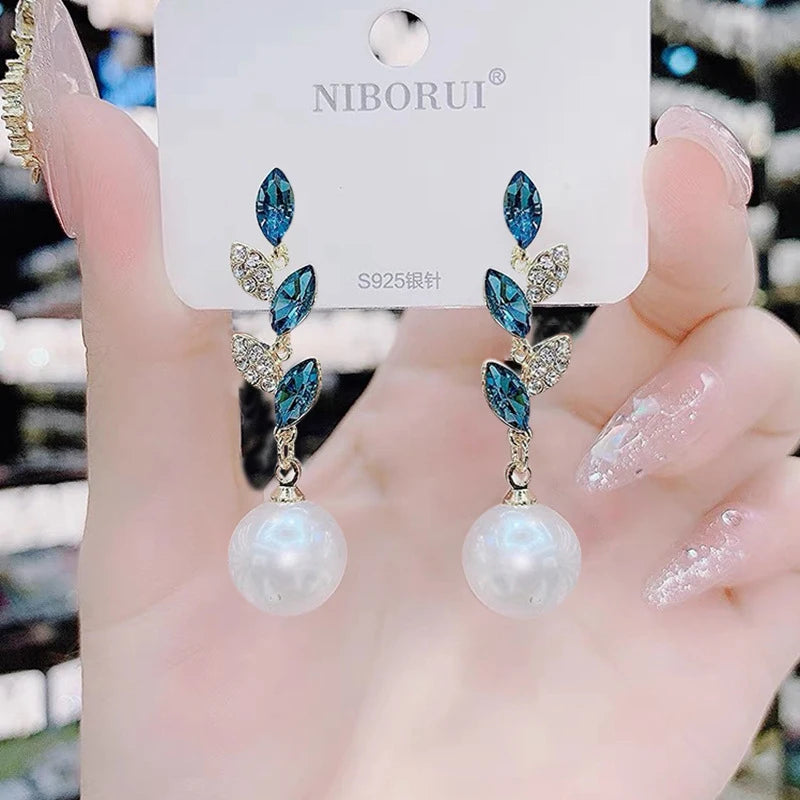 Fashion Blue Crystal Drop Earrings