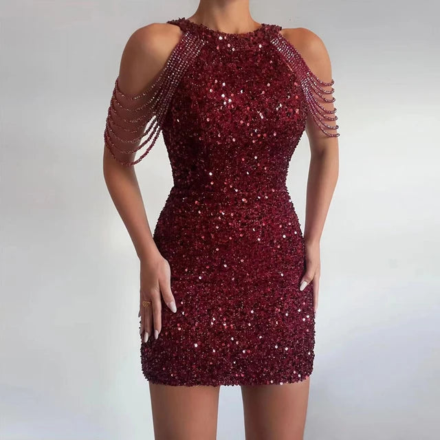 Sexy Off Shoulder O Neck Sleeveless Slim Mini Dress