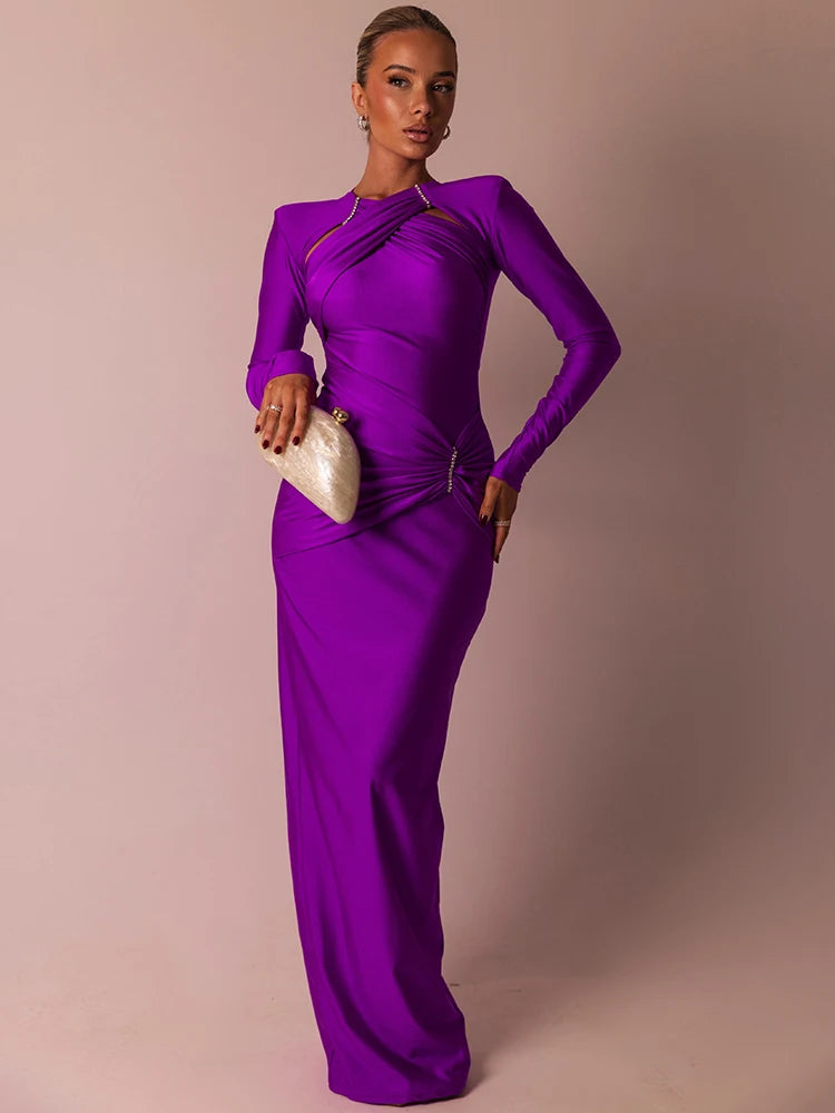 Hollow Out Long Sleeve Sexy Maxi Dress