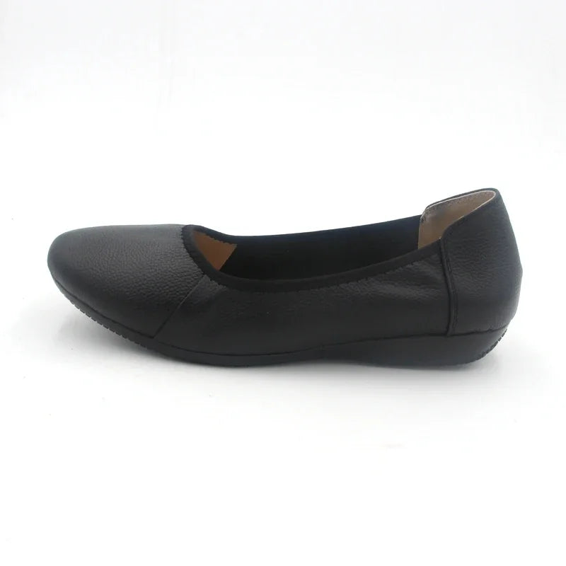 Genuine Leather Fashion Black Pointed Toe Ladies Ballet Flats,Brand Designer Ballerina Woman Flats Shoes