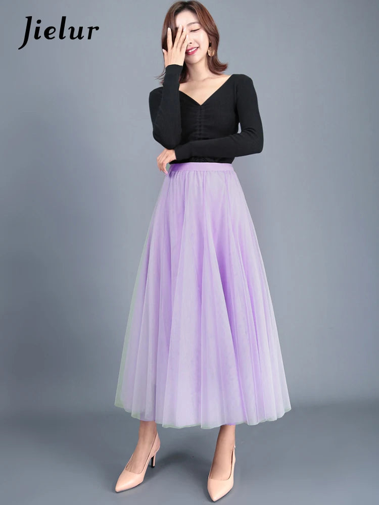 Autumn 3 Layers Princess Tulle Mesh Pleated Skirt