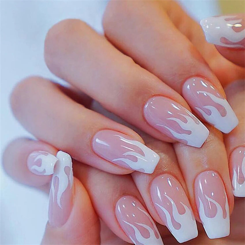 24 Pcs/Set Long Almond Press on  Nails