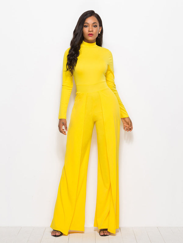 Euro Long Sleeve Wide Leg Fashion Jumpsuit