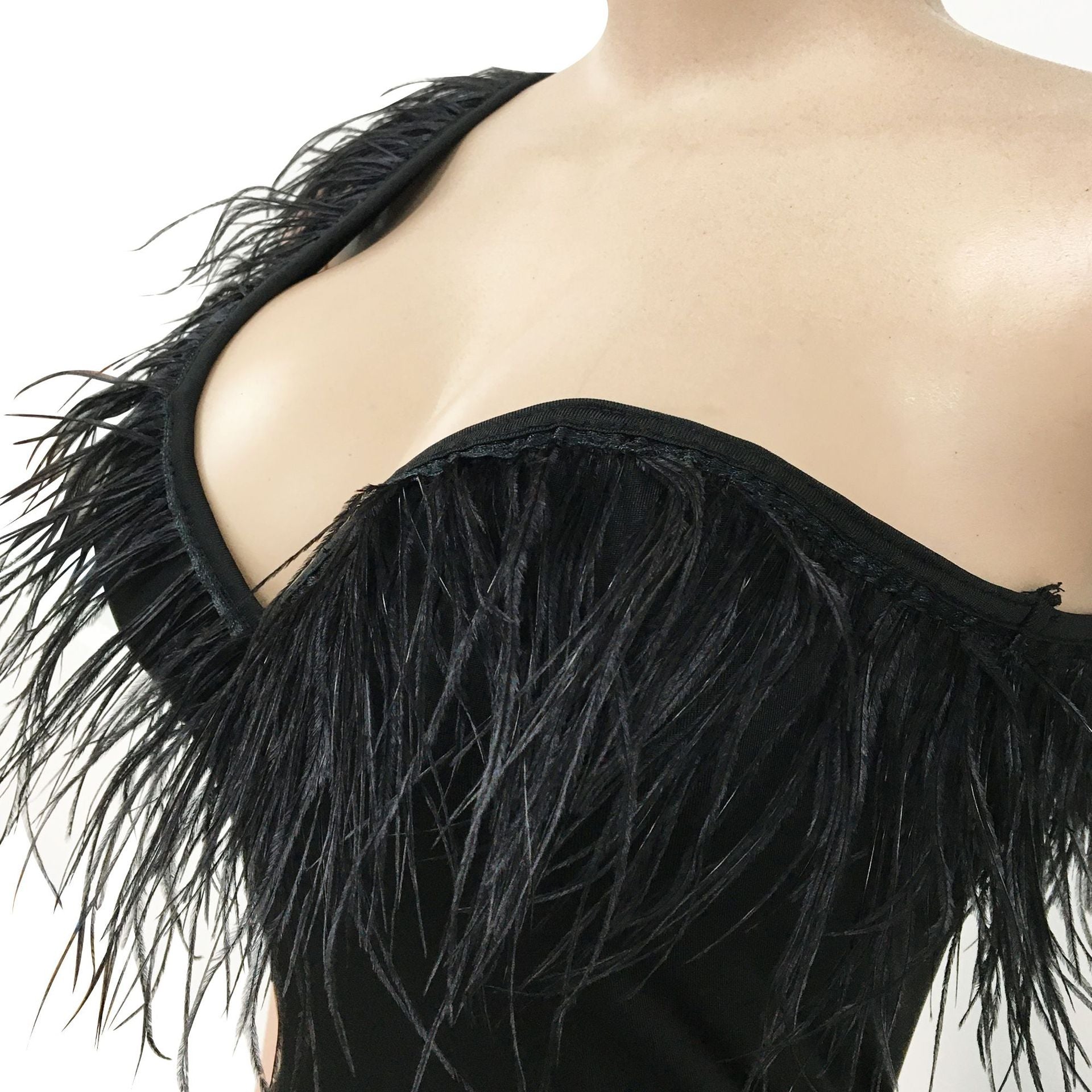 Summer Solid Strapless Feather Sleeveless Night Club Dresses