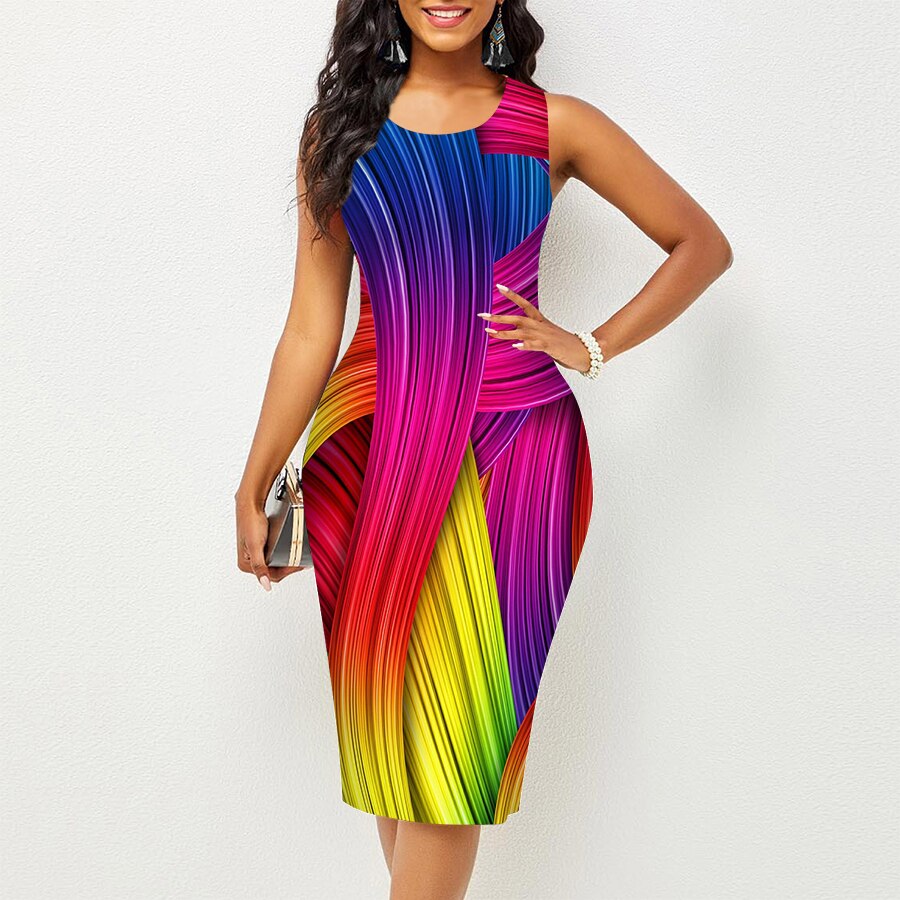 Summer Starry Sky Print Gradient Shift Dress