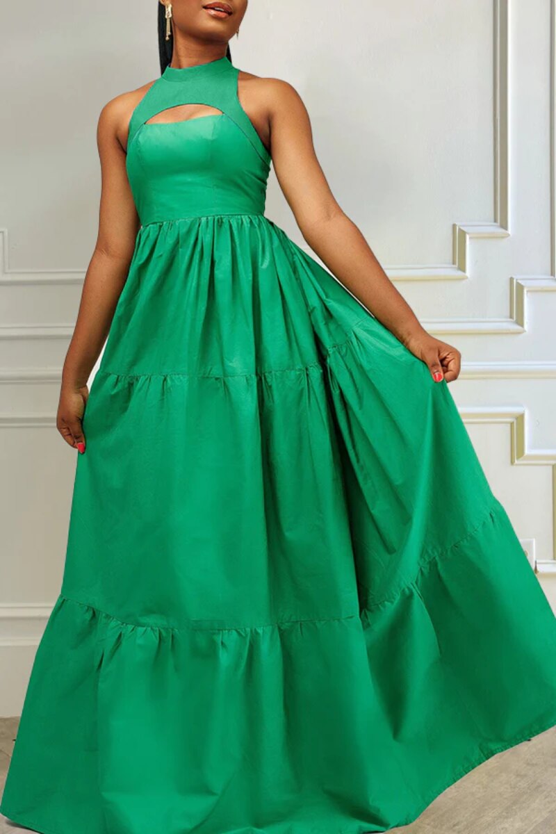 Summer Ruched Hollow Out Maxi Dress